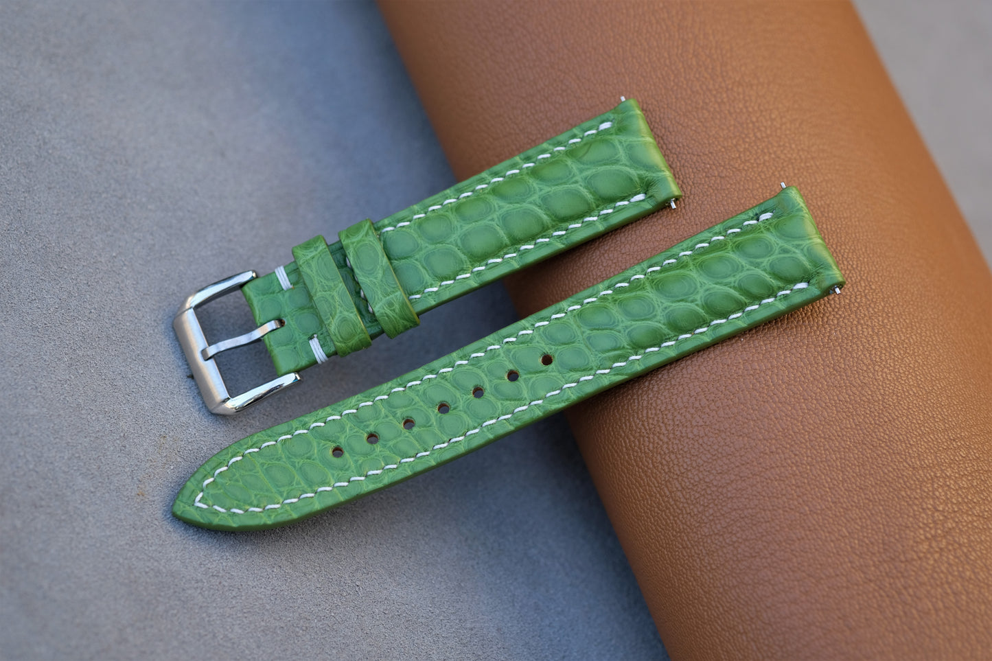 Light Green Alligator Leather Watch Strap