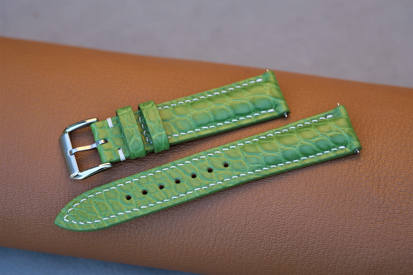 Light Green Alligator Leather Watch Strap