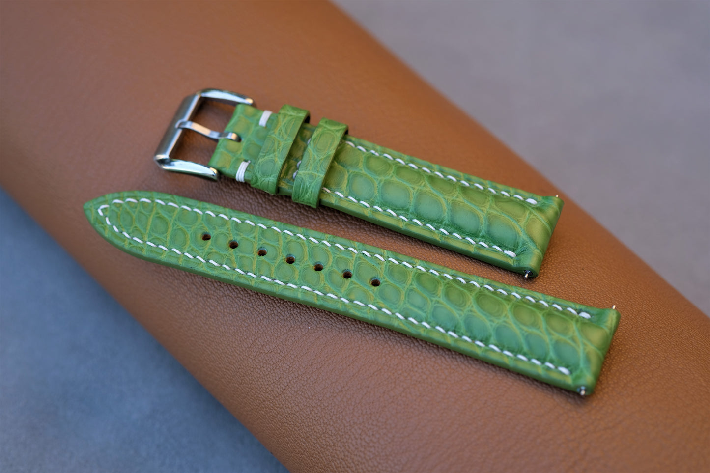 Light Green Alligator Leather Watch Strap