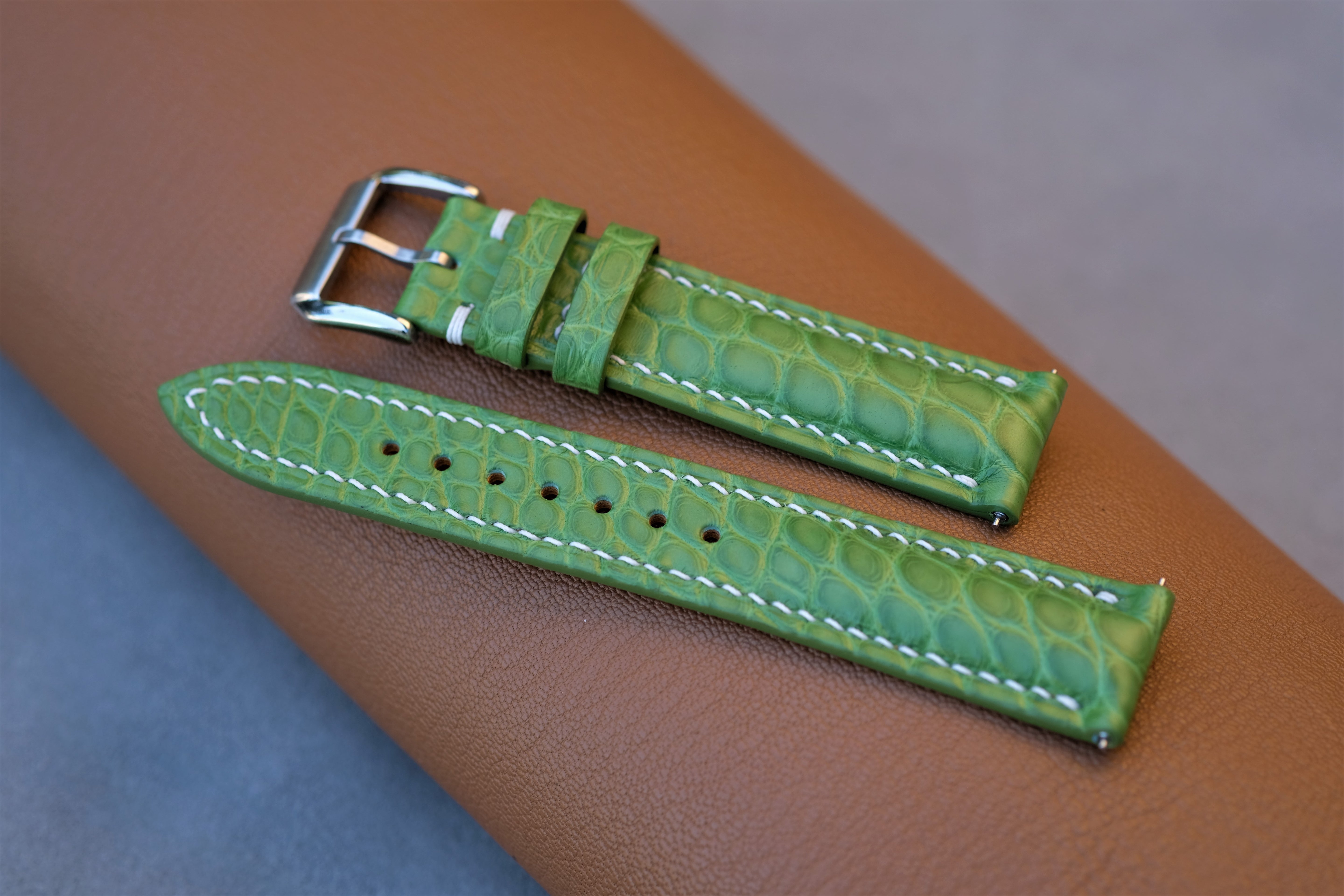 Light Green Alligator Leather Watch Strap