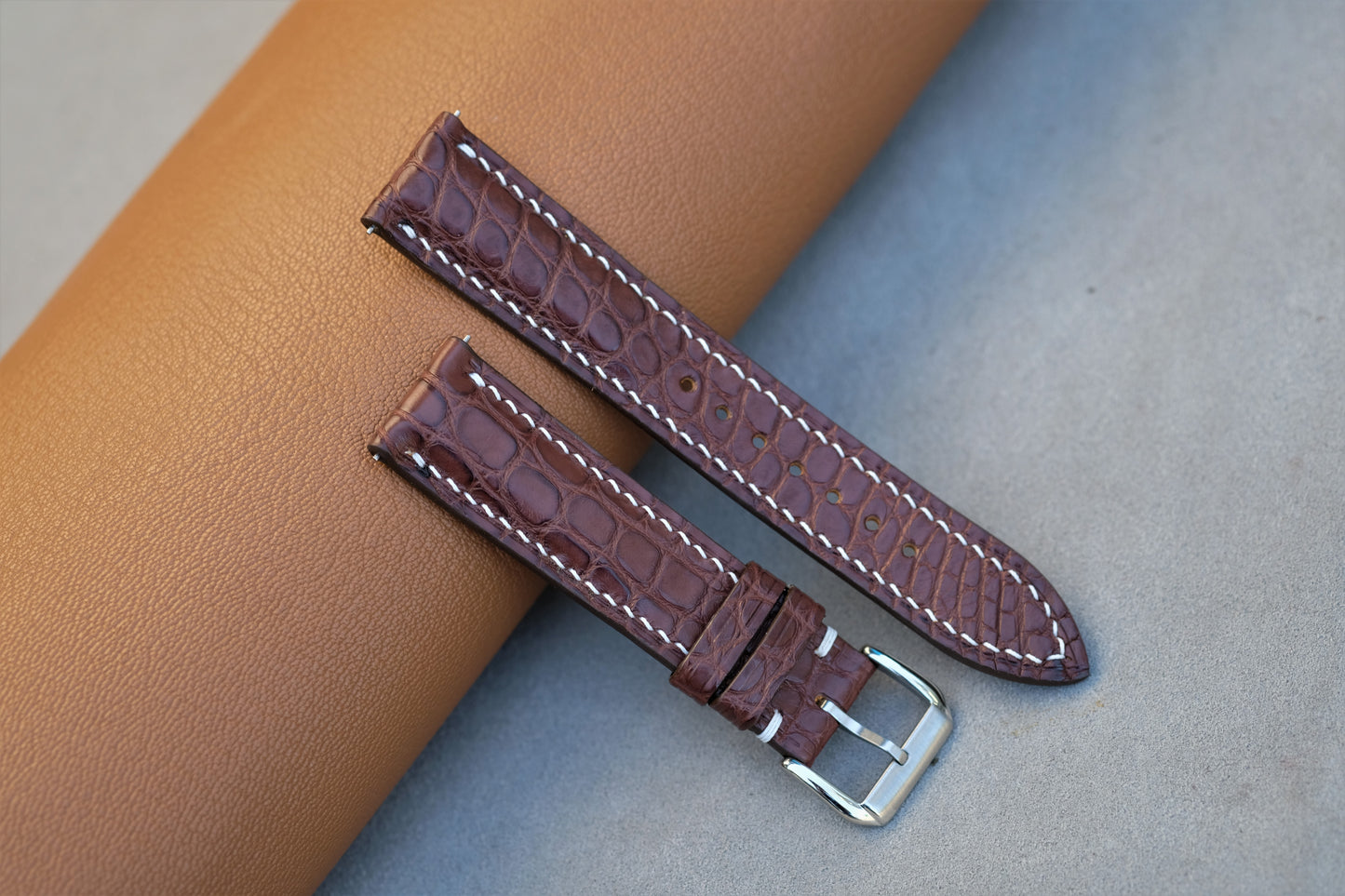 Chocolate Alligator Leather Watch Strap