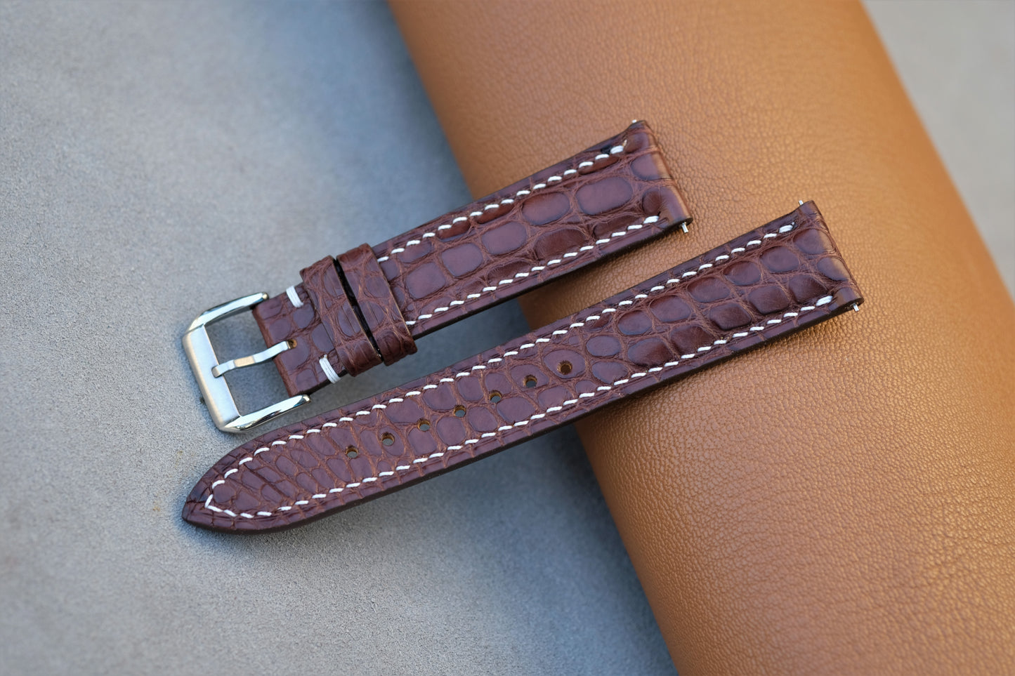 Chocolate Alligator Leather Watch Strap