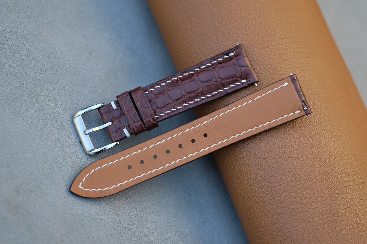 Chocolate Alligator Leather Watch Strap