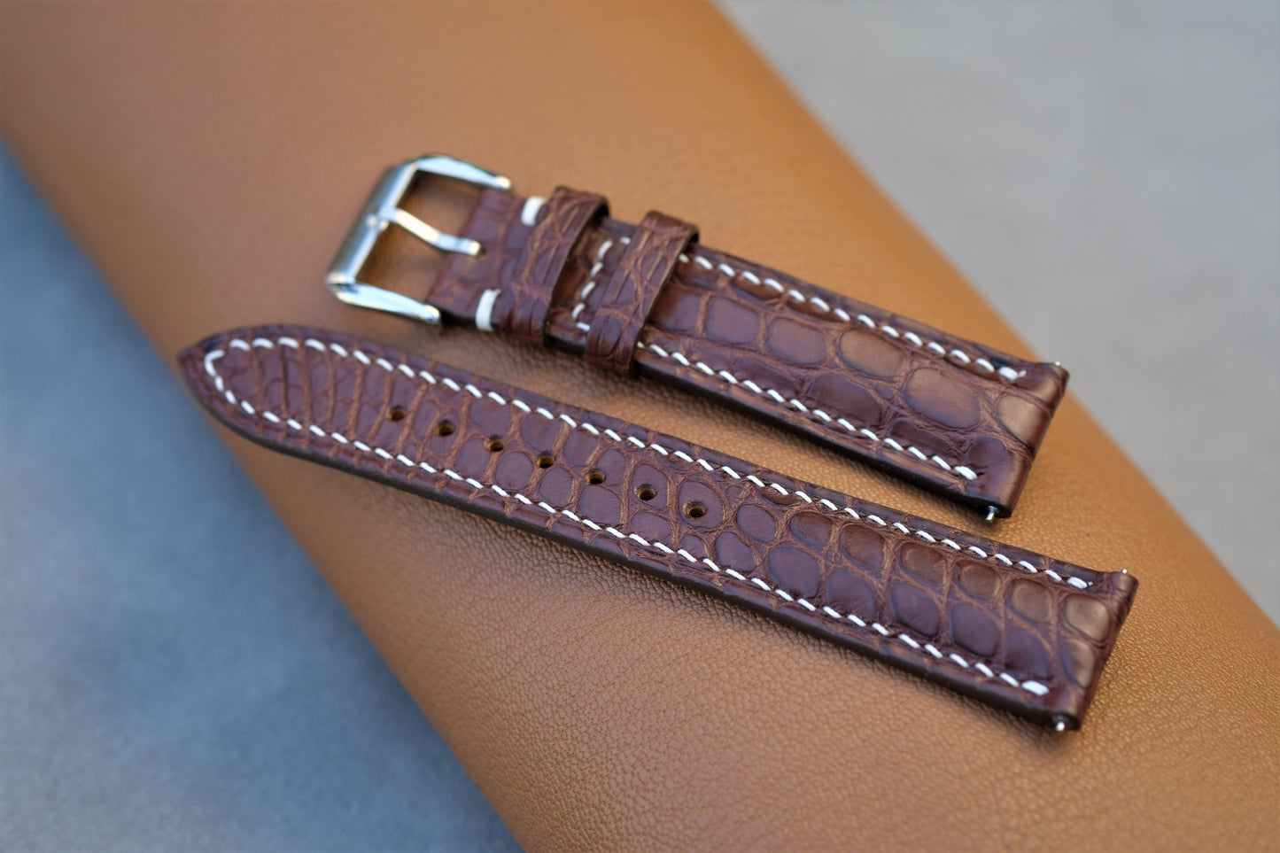 Chocolate Alligator Leather Watch Strap