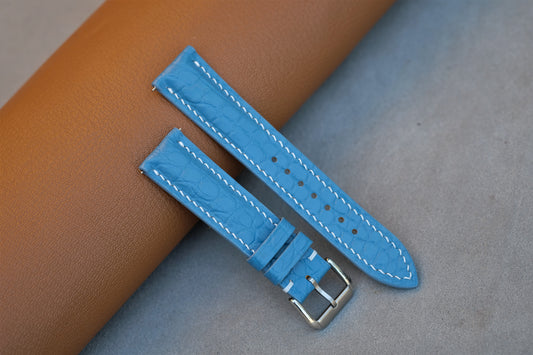 Light Blue Alligator Leather Watch Strap