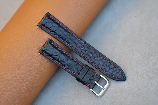 Black Aliigator Leather Watch Strap