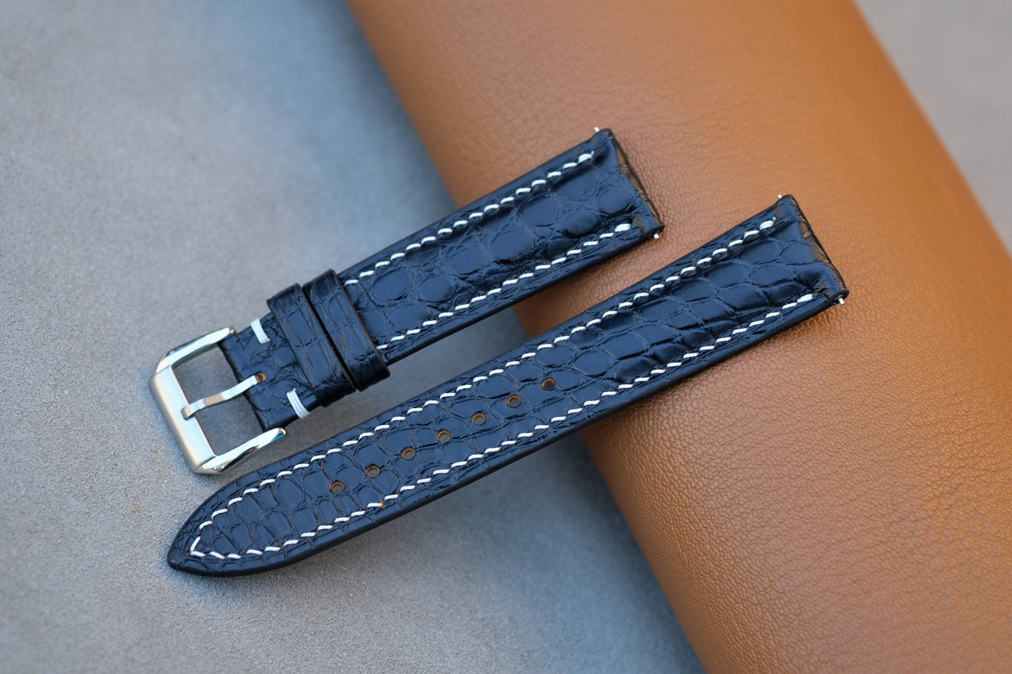 Dark Navy Aliigator Leather Watch Strap