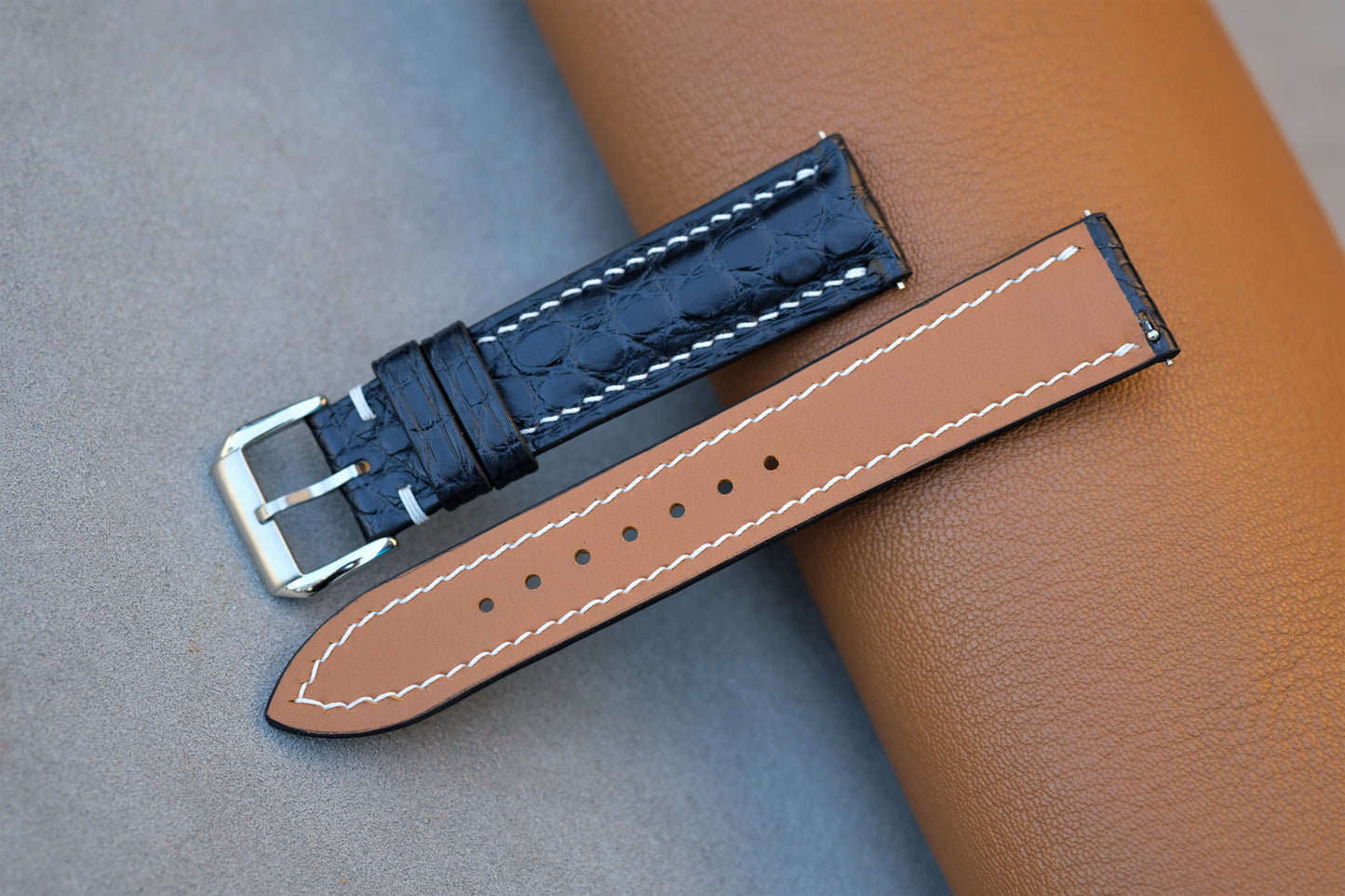 Dark Navy Aliigator Leather Watch Strap