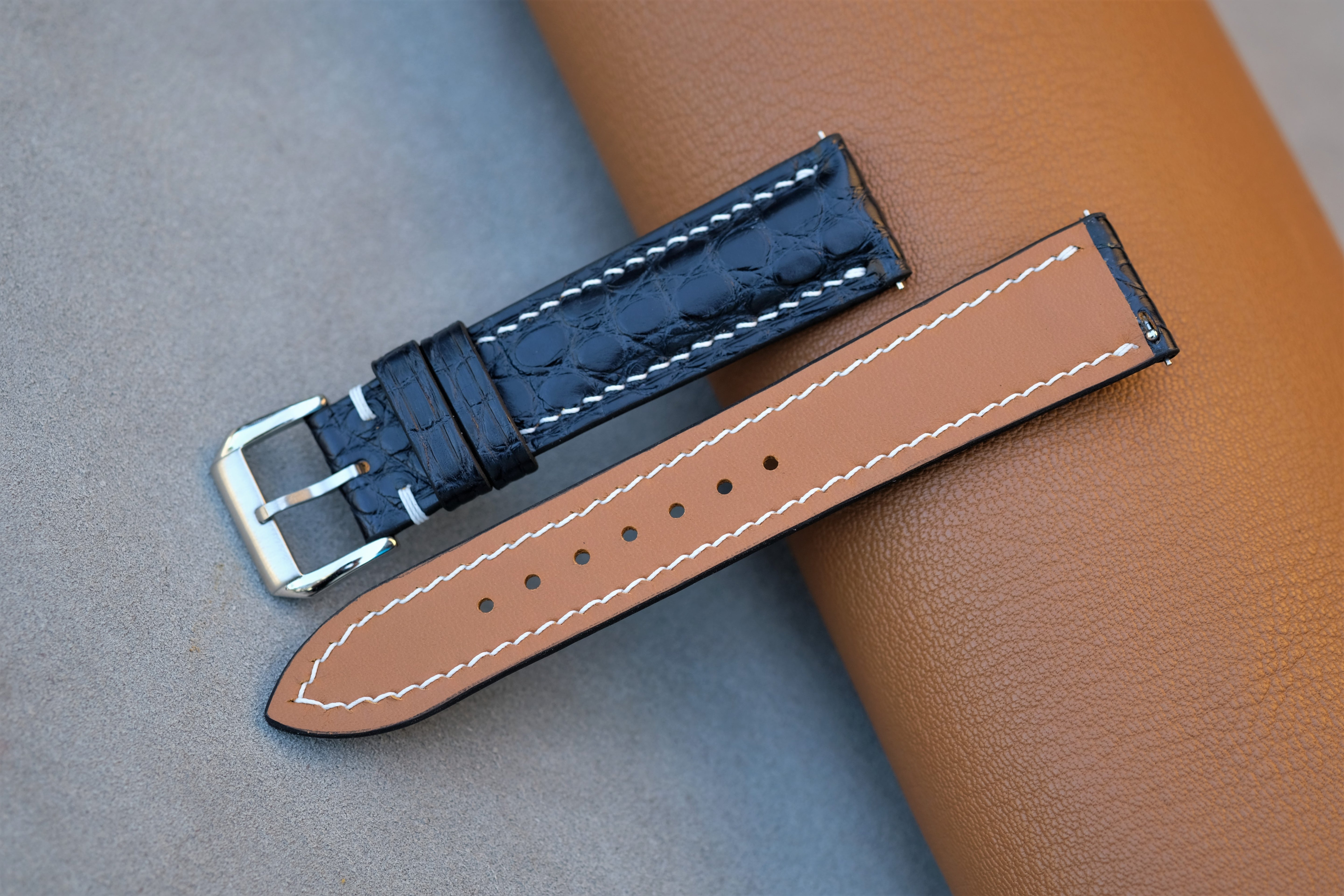 Dark Navy Aliigator Leather Watch Strap