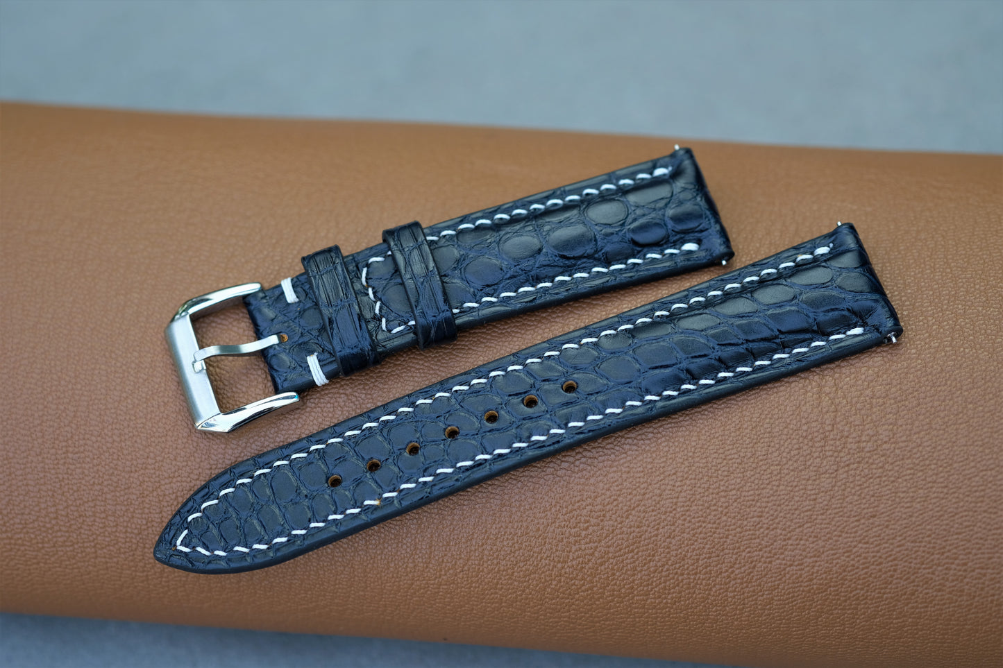 Dark Navy Aliigator Leather Watch Strap