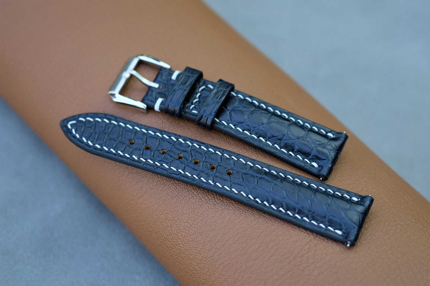 Dark Navy Aliigator Leather Watch Strap