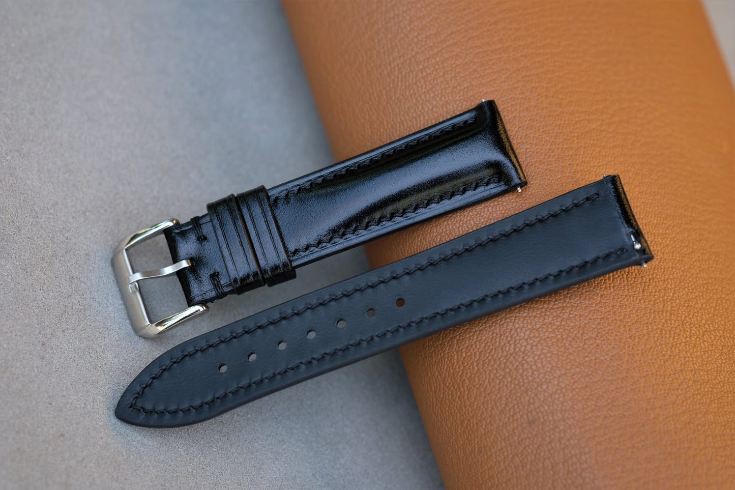 Black Shinki Hikaku Shell Cordovan Leather Strap